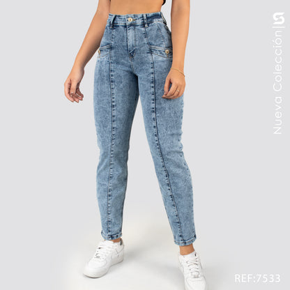 Jeans Mom Fit Tiro Alto S7533