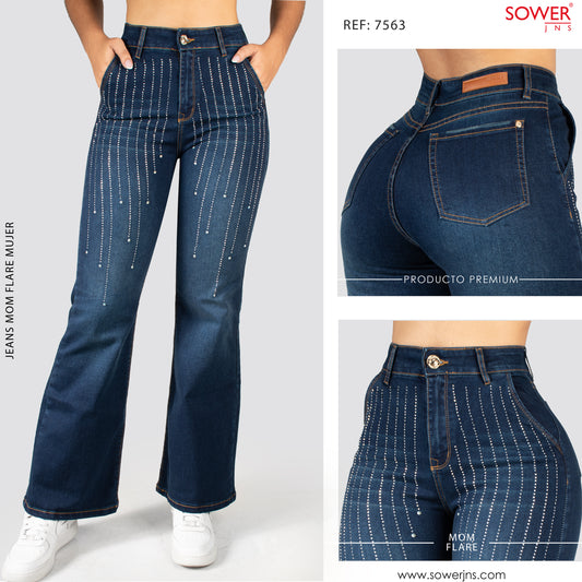 Jeans Mom Flare Tiro Alto S7563-P